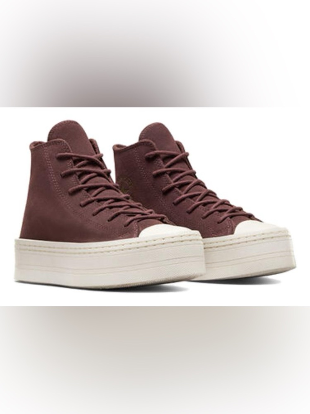 Converse Women's High-Top Platform Sneakers in Maroon and Off-White